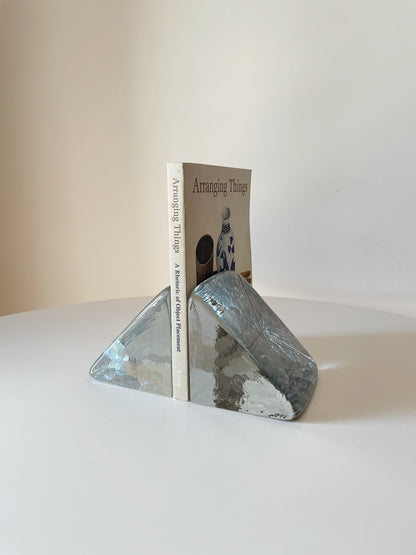 CLEAR GLASS BOOKENDS