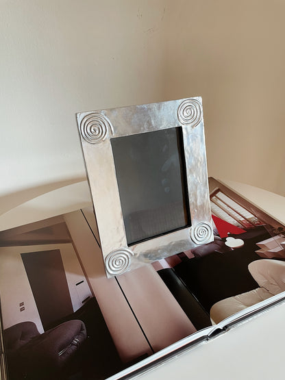 PEWTER FRAME WITH SPIRAL DETAIL