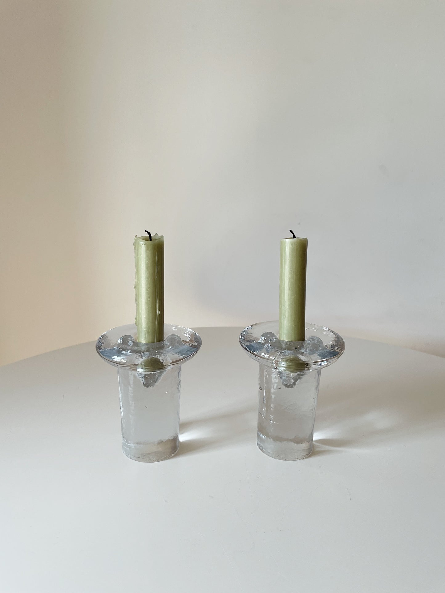 CLEAR GLASS CANDLEHOLDERS