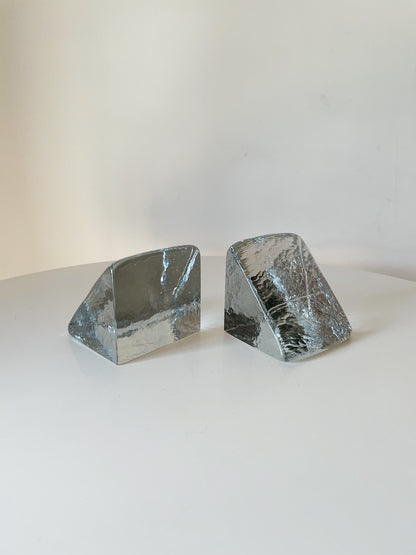 CLEAR GLASS BOOKENDS