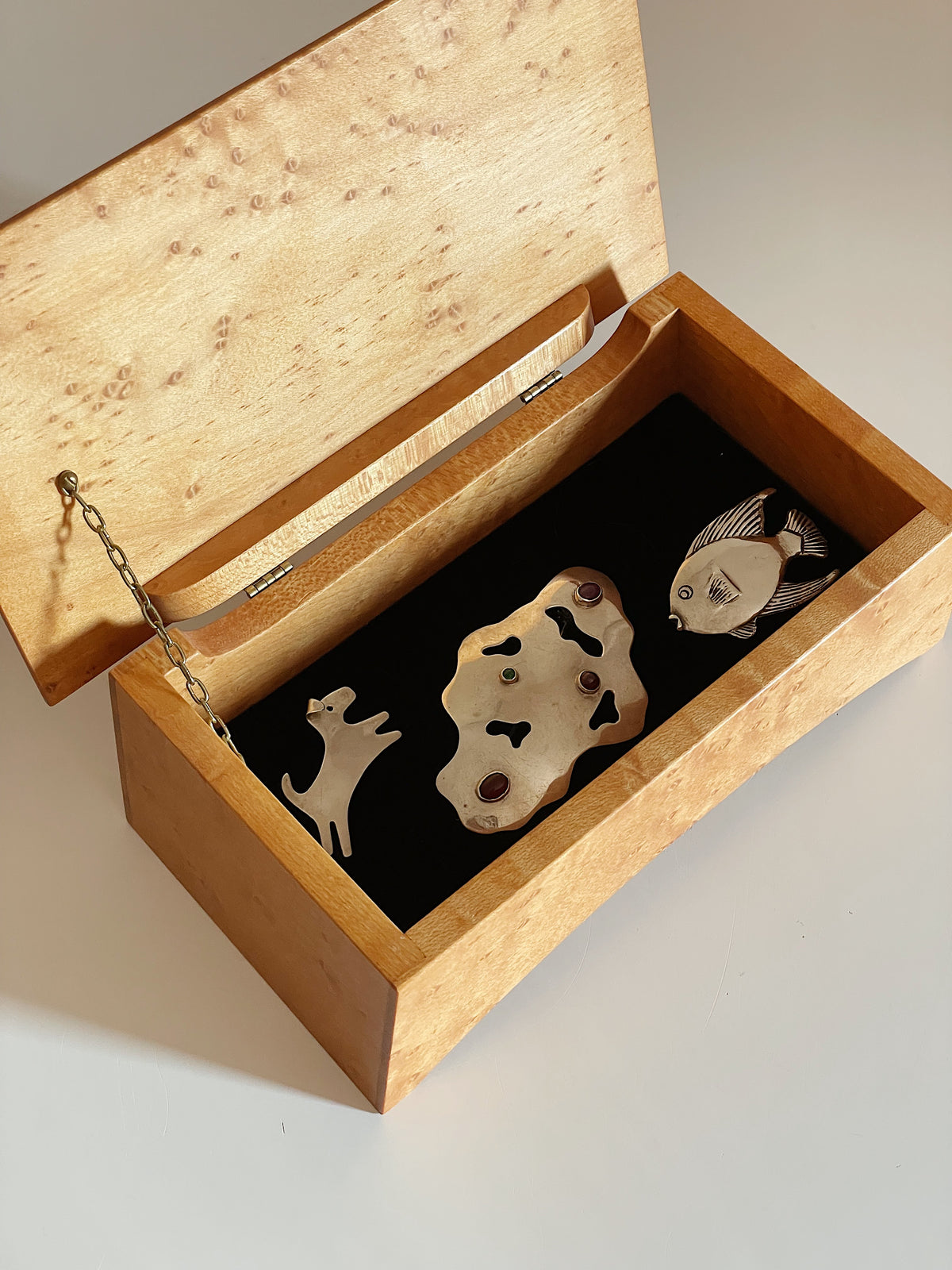 SILVER BROOCH WITH CABOCHONS