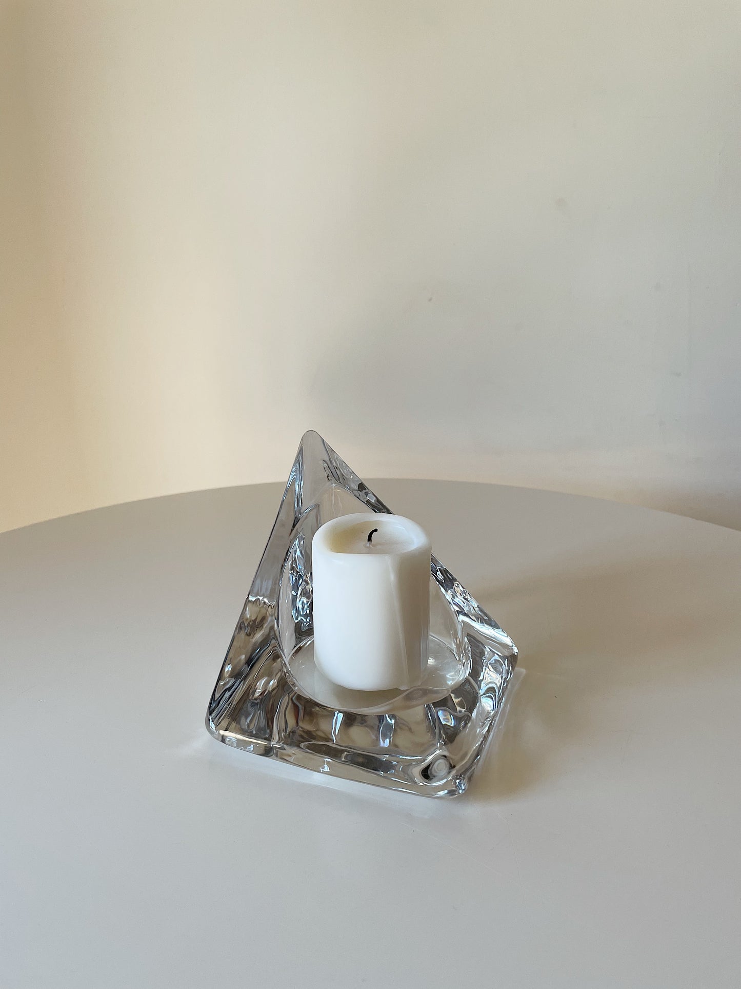 TRIANGULAR GLASS CANDLE HOLDER