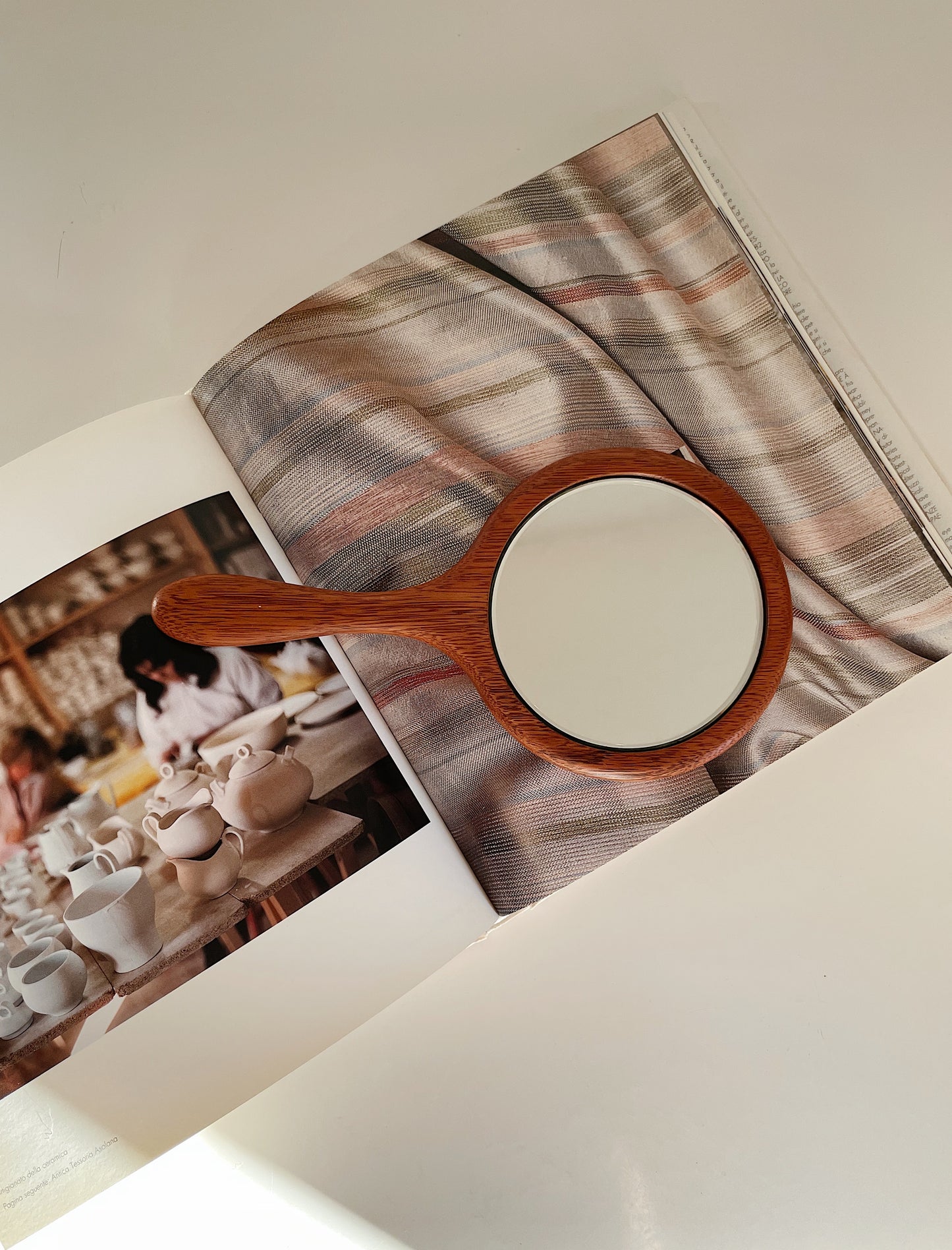 WOODEN HAND MIRROR