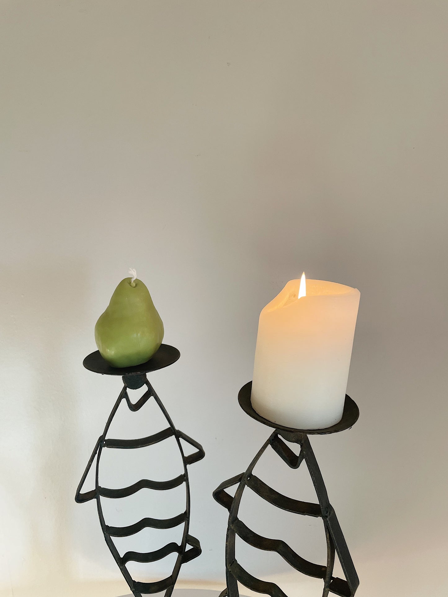 IRON FISH MOTIF CANDLESTICK HOLDERS