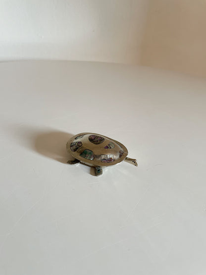 SILVER & ABALONE TURTLE PILL BOX
