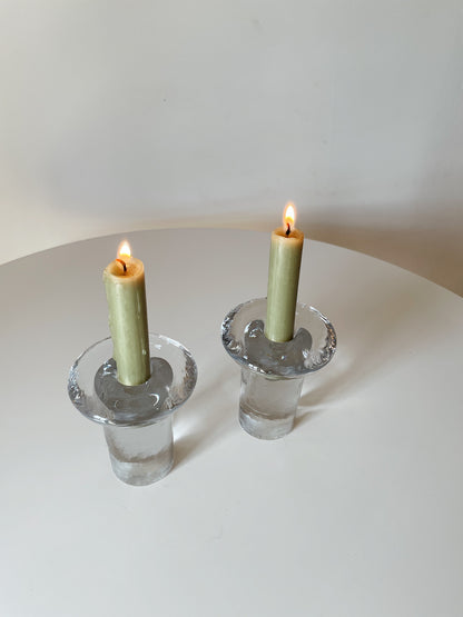 CLEAR GLASS CANDLEHOLDERS