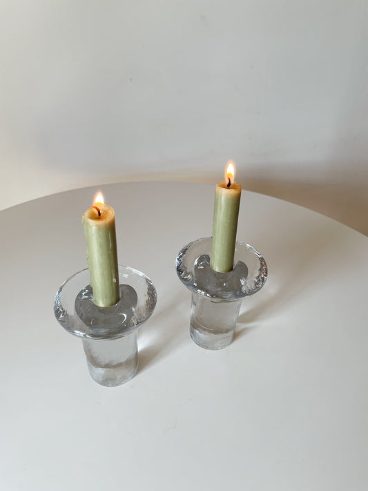 CLEAR GLASS CANDLEHOLDERS
