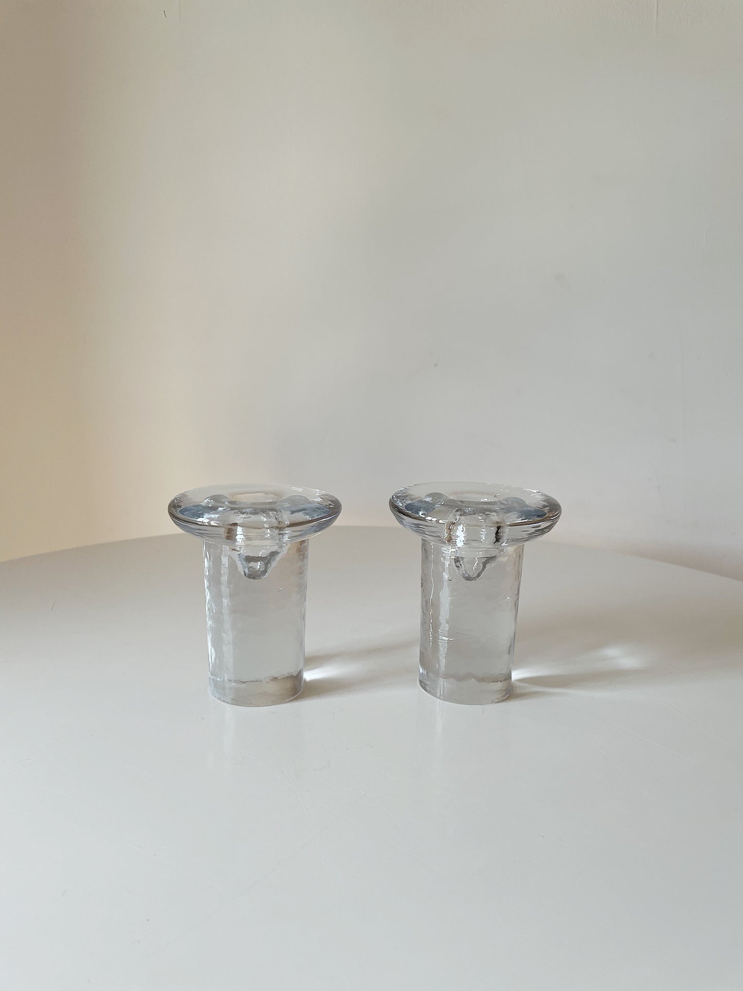 CLEAR GLASS CANDLEHOLDERS