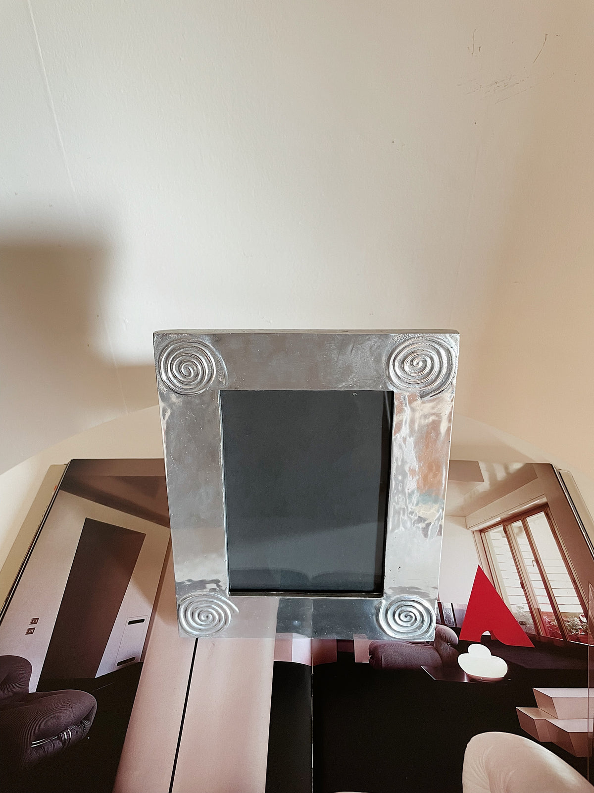 PEWTER FRAME WITH SPIRAL DETAIL