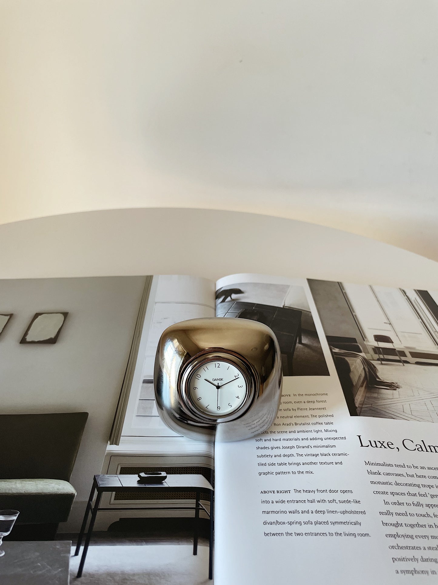SILVER SQUARE PAPERWEIGHT CLOCK BY DANSK