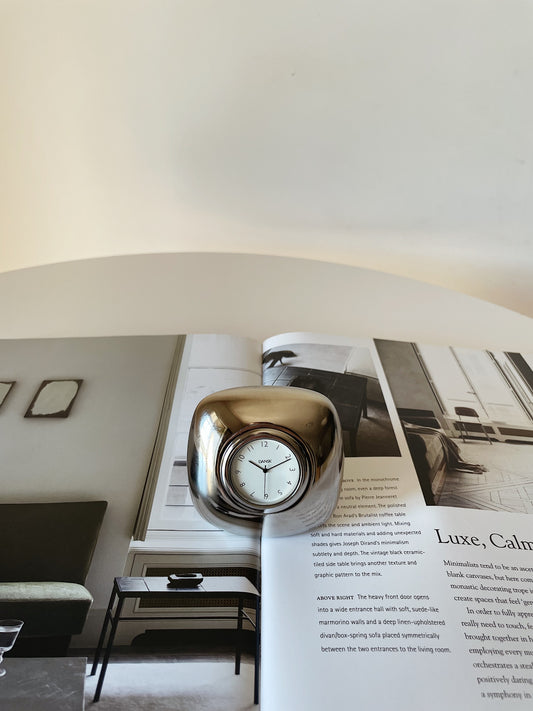 SILVER SQUARE PAPERWEIGHT CLOCK BY DANSK