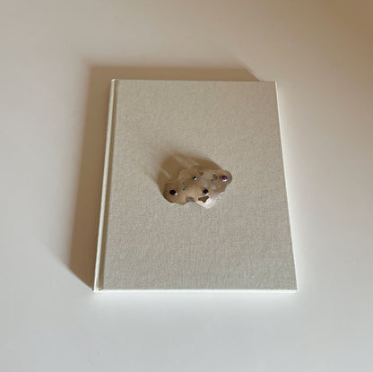 SILVER BROOCH WITH CABOCHONS