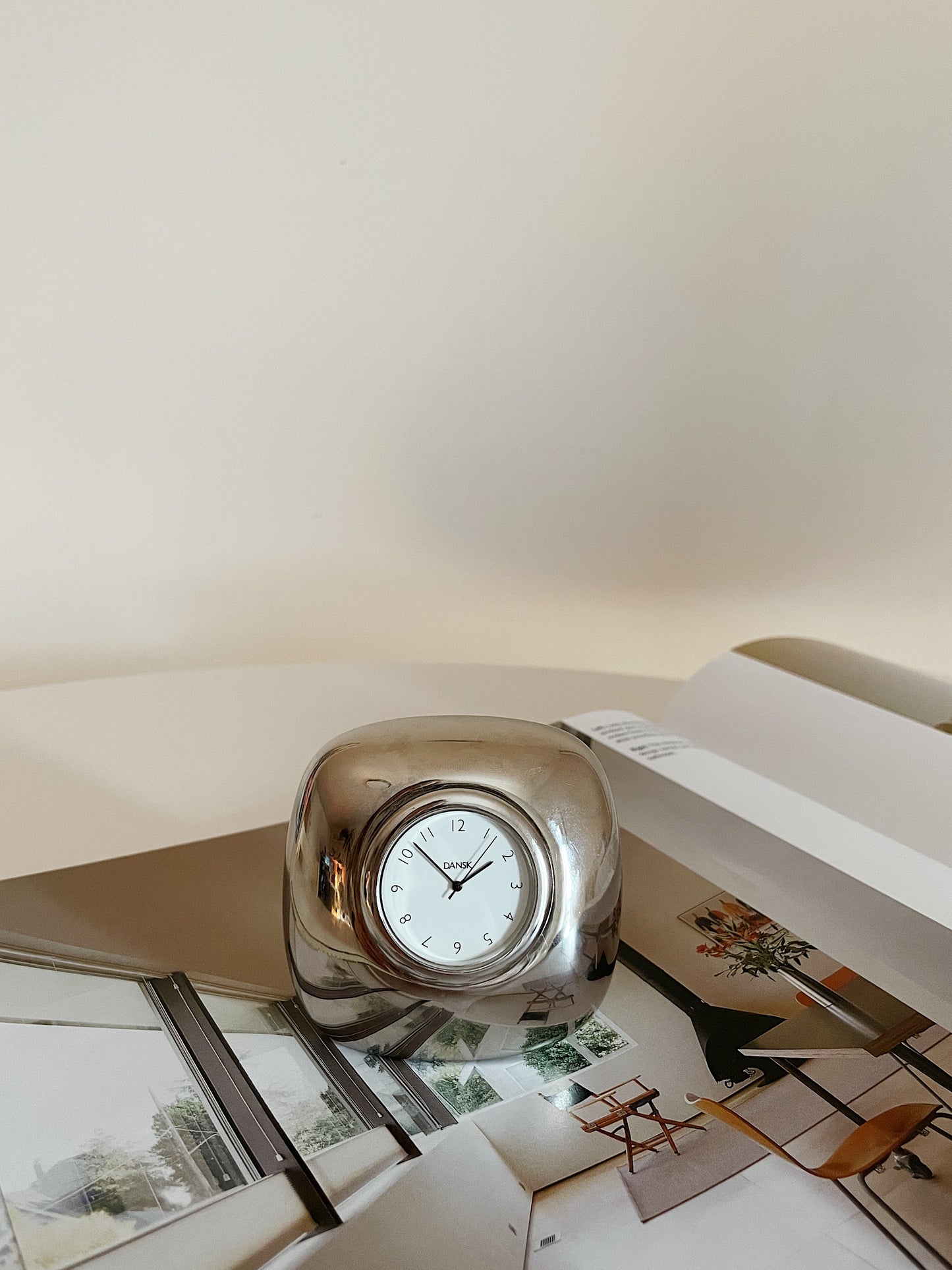 SILVER SQUARE PAPERWEIGHT CLOCK BY DANSK