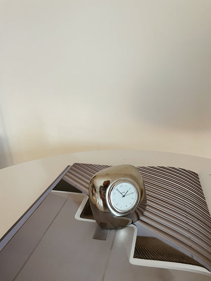 SILVER SQUARE PAPERWEIGHT CLOCK BY DANSK