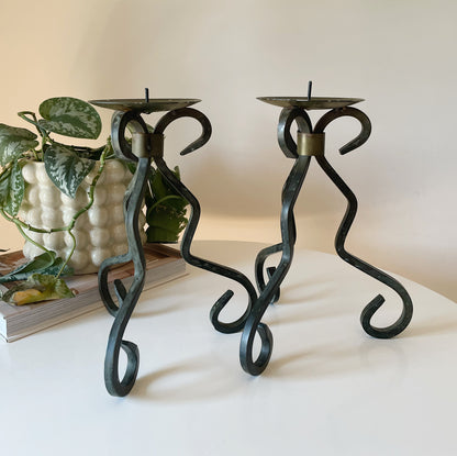 IRON CANDLESTICK HOLDERS