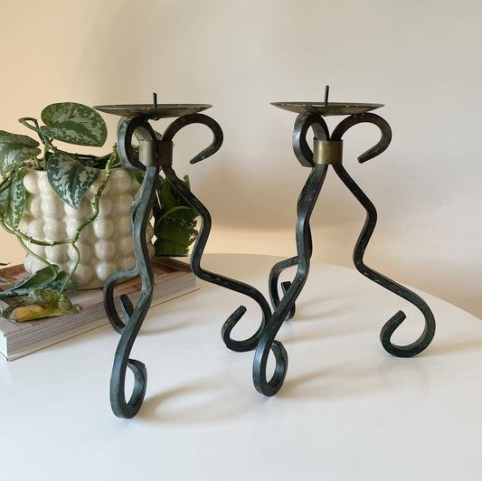 IRON CANDLESTICK HOLDERS